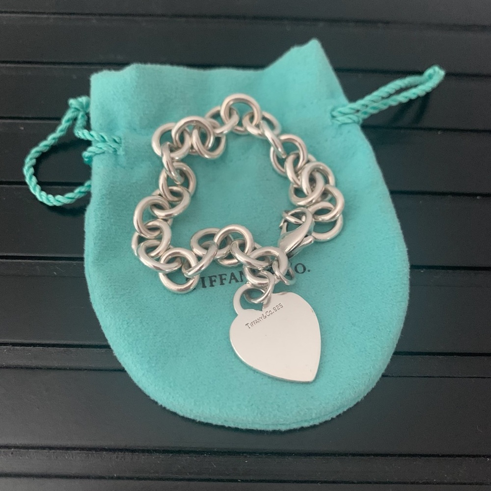 Tiffany & Co. Silver Heart Tag Charm Bracelet